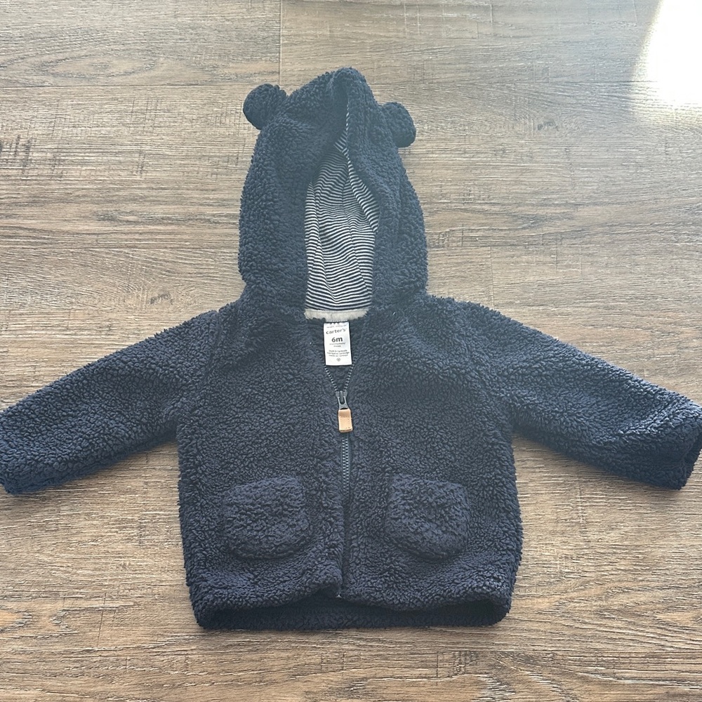 Carter's Navy Fleece Jacket with Bear Ears